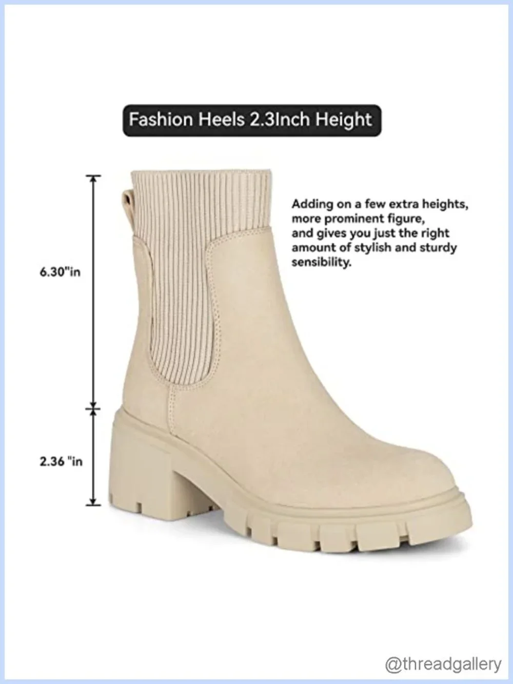 Suede Chelsea Boots Platform Lug Sole Chunky Heel Slip On Ankle Booties